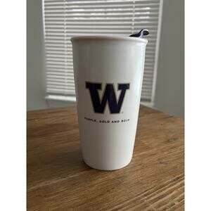 2014 Starbucks University of Washington Ceramic Tumbler Purple Lid 12 oz UW